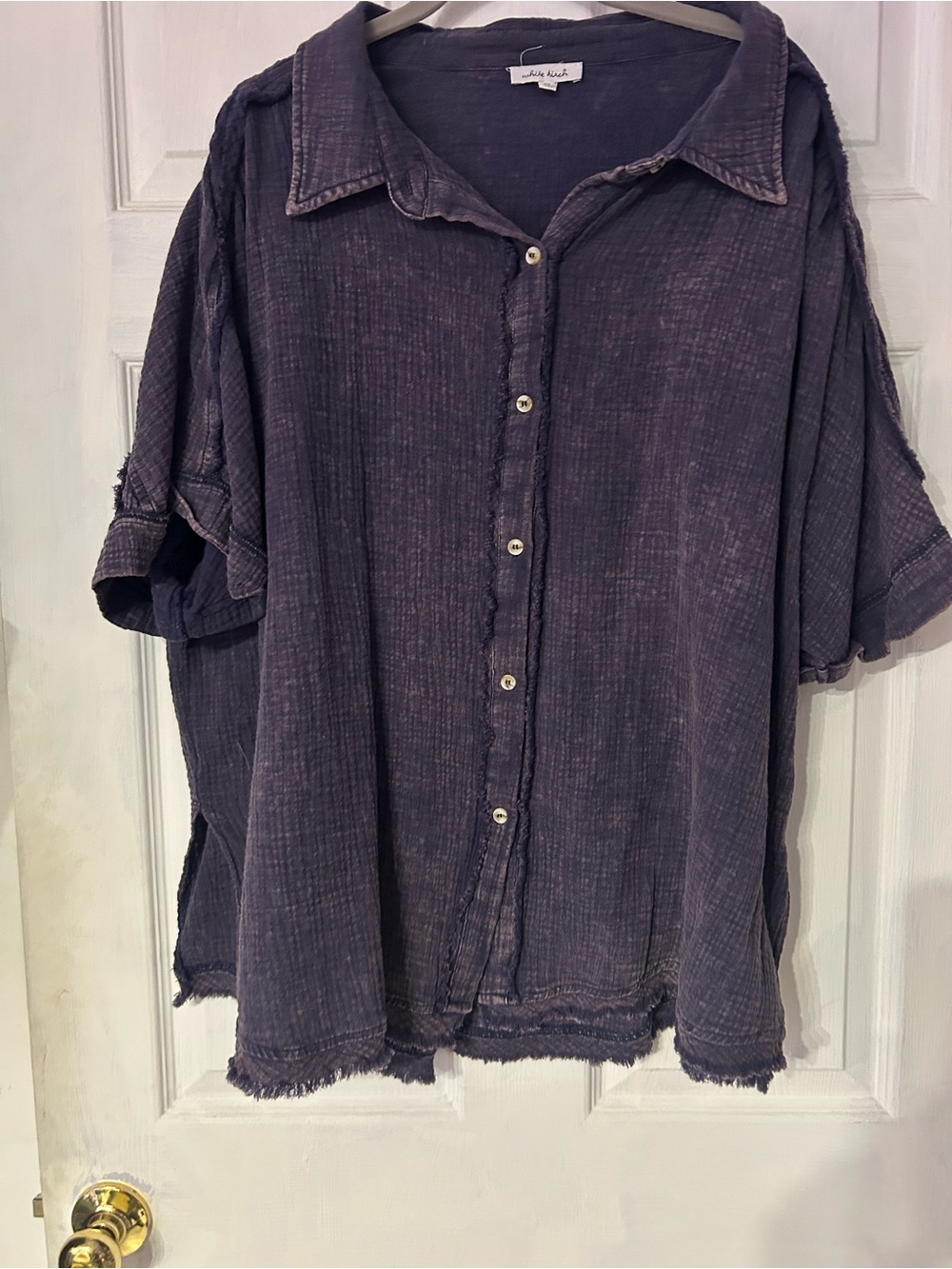 white birch Washed Indigo Button-Front Shirt